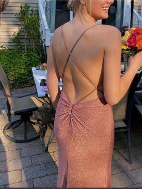 Sparkle Open-Back prom Dress in Rose Gold